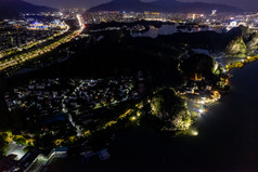 广东肇庆七星山夜景城市夜景航拍摄影图