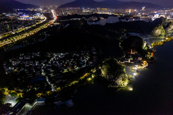 广东肇庆七星山夜景城市夜景航拍摄影<strong>图</strong>