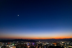 广东肇庆七星山夜景城市夜景航拍摄影图