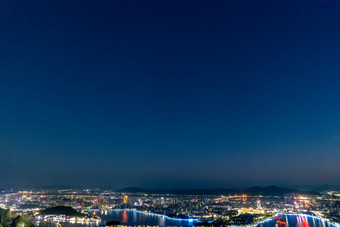 广东肇庆七星山夜景城市夜景航拍摄影图