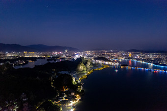 广东肇庆七星山夜景城市夜景航拍摄影<strong>图</strong>