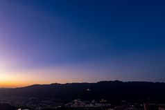 广东肇庆夕阳晚霞夜景航拍摄影图