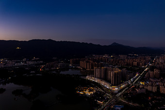 广东肇庆<strong>夕阳</strong>晚霞<strong>夜景</strong>航拍摄影图