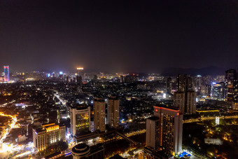 广东中山城市夜景大景航拍摄影图