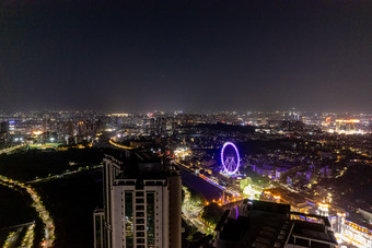 广东中山城市夜景大景航拍摄影图