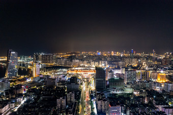 广东珠海澳门拱北港口夜景灯光航拍摄影图
