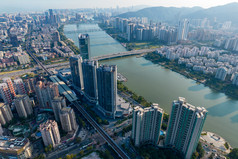 广东珠海城市风光建筑交通航拍摄影图
