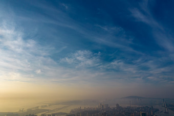 广东珠海城市风光清晨航拍摄影图