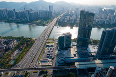 广东珠海城市高楼建筑航拍摄影图