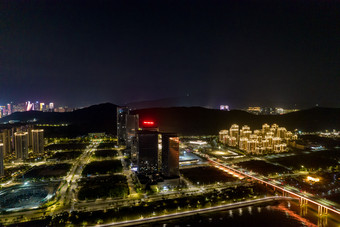 广东珠海城市夜景灯光航拍摄影图