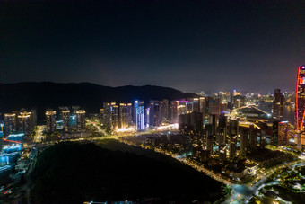 广东珠海城市夜景灯光航拍摄影图