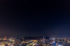 广东珠海拱北港口及周边建筑夜景灯光航拍摄影图