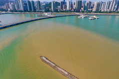 广东珠海海边城市风光航拍摄影图
