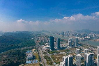 广东珠海横琴金融中心商务建筑航拍摄影图