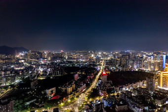 广东珠海夜景灯光航拍摄影图