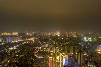 广西钦州城市夜景灯光航拍摄影图