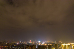 广西钦州城市夜景灯光交通航拍摄影图