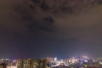 广西钦州城市夜景灯光交通航拍摄影图