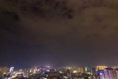 广西钦州城市夜景灯光交通航拍摄影图