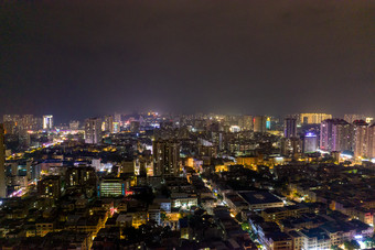 广西钦州城市夜景灯光交通航拍摄影图