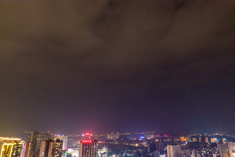 广西钦州城市夜景灯光交通航拍摄影图