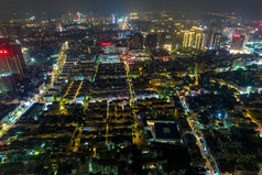 广西钦州城市夜景交通大景航拍摄影图