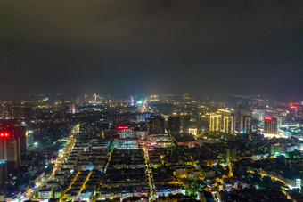 广西钦州城市夜景交通大景航拍摄影图