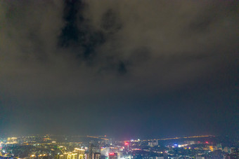 广西钦州城市夜景交通大景航拍摄影图