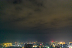 广西钦州城市夜景交通大景航拍摄影图