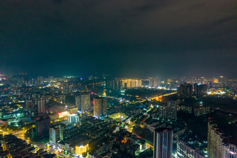 广西钦州城市夜景交通大景航拍<strong>摄影图</strong>