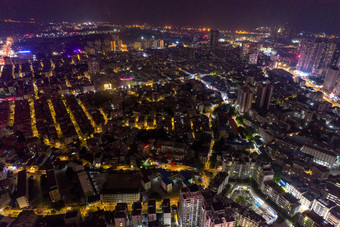 广西钦州夜景大景航拍摄影图