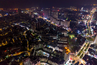 广西钦州夜景大景航拍摄影图