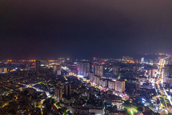 广西钦州夜景大景航拍摄影图