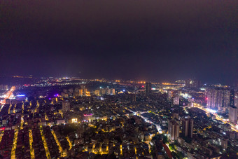 广西钦州夜景大景航拍摄影图