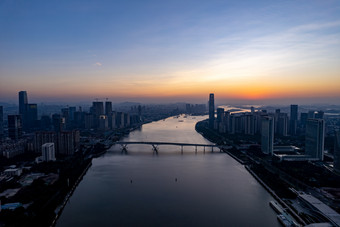 广州清晨城市风光航拍摄影图