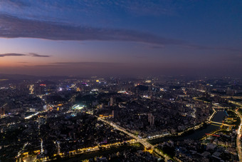 江门城市<strong>晚霞</strong>夜景灯光航拍摄影<strong>图</strong>