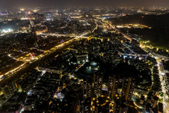 江门夜景灯光交通城市大道航拍摄影图