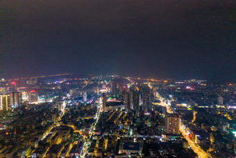 钦州城市老城区夜景灯光航拍摄影图