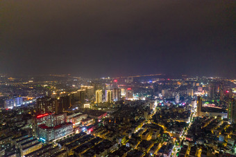 钦州城市老城区夜景灯光航拍摄影图