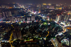 钦州城市夜景灯光交通房屋夜景航拍摄影图