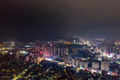 钦州城市夜景灯光交通房屋夜景航拍摄影图