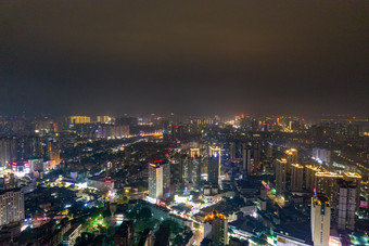 钦州城市夜景灯光交通房屋夜景航拍摄影图