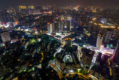 钦州城市夜景灯光交通房屋夜景航拍摄影图