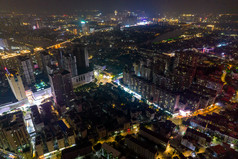 钦州城市夜景灯光交通房屋夜景航拍摄影图