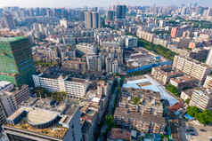 湛江城市老城市建筑交通航拍摄影图
