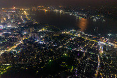 湛江城市全景夜景灯光航拍摄影图