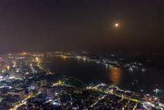 湛江城市全景夜景灯光航拍摄影图