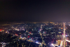 湛江城市全景夜景灯光航拍摄影图