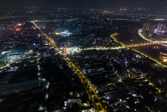 中国石化茂名石化夜景航拍摄影图