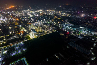 中国石化茂名石化夜景航拍摄影图